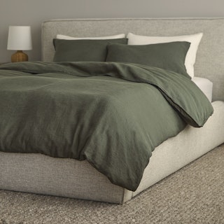 Alto Queen Linen Duvet Cover - Green