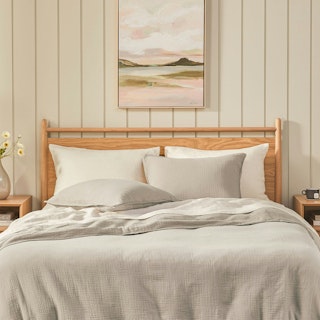 Leni King Cotton Gauze Duvet Cover - Taupe