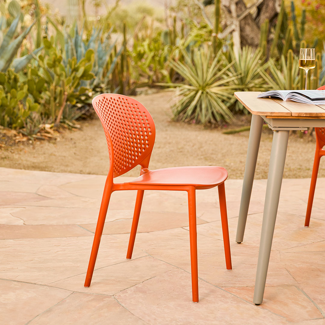 Contemporary Mid Century Modern Orange Outdoor Dining Chairs Article