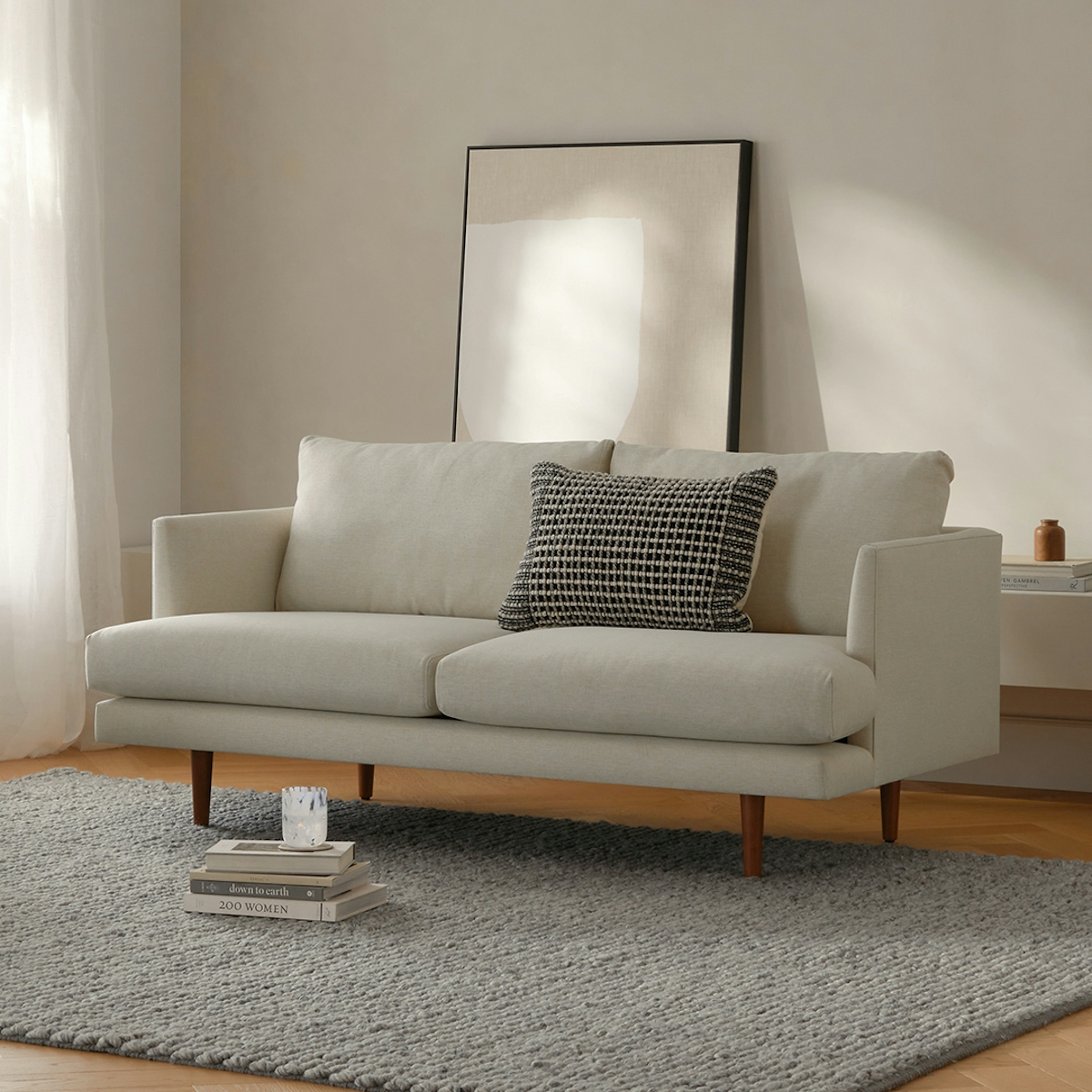 Burrard Walnut & Seasalt Ivory Fabric 2.5 Seater Sofa | Article