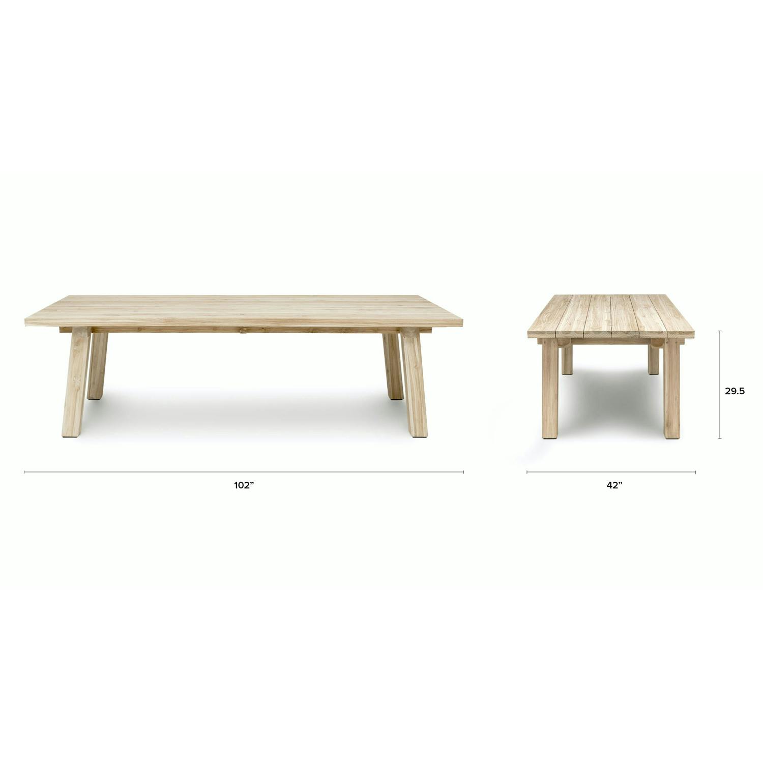 Natural Teak Wood Rectangle 8-Person Outdoor Dining Table | Teaka