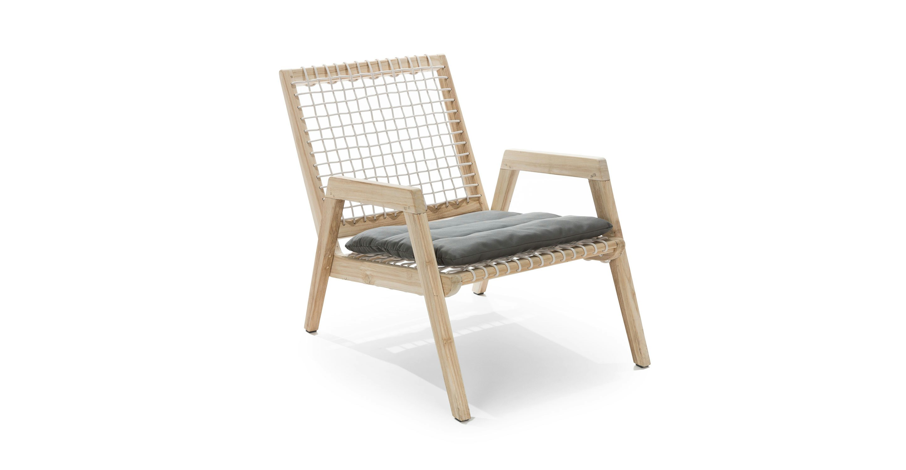 Natural Teak And Gray Teaka Wicker And Wooden Lounge Chair Article