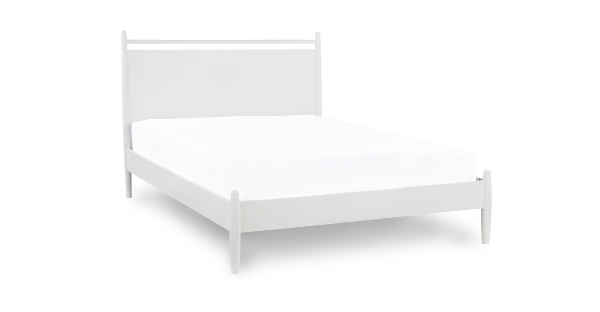 White Full/Double Bed w/ Panel Headboard | Lenia Collection | Article