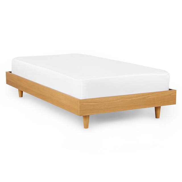 Oak Wood TwinSized Platform Bed Frame Basi Article
