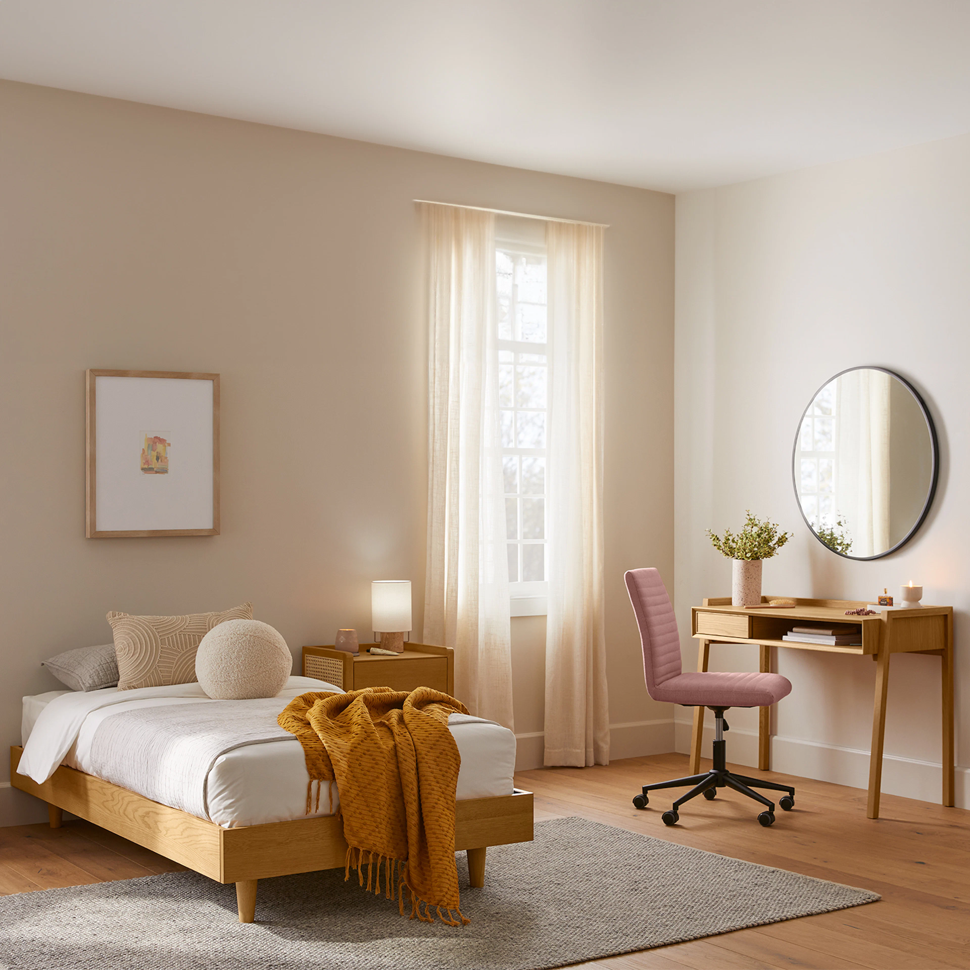 Basi Twin Bed Frame Oak - Modern Minimalist Design