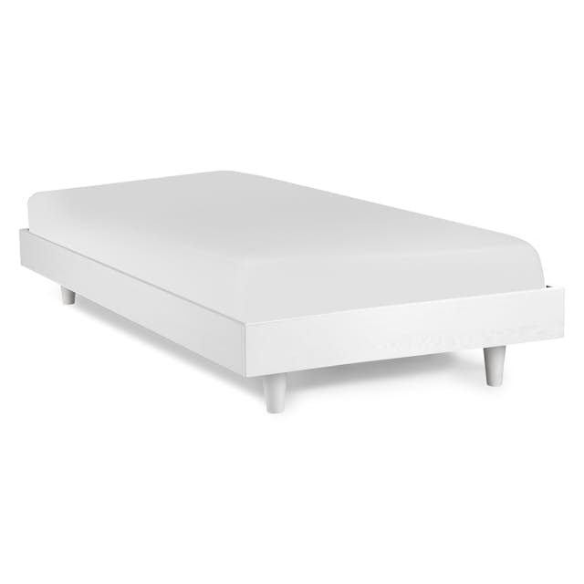 White Ash Wood TwinSized Platform Bed Frame Basi Collection Article