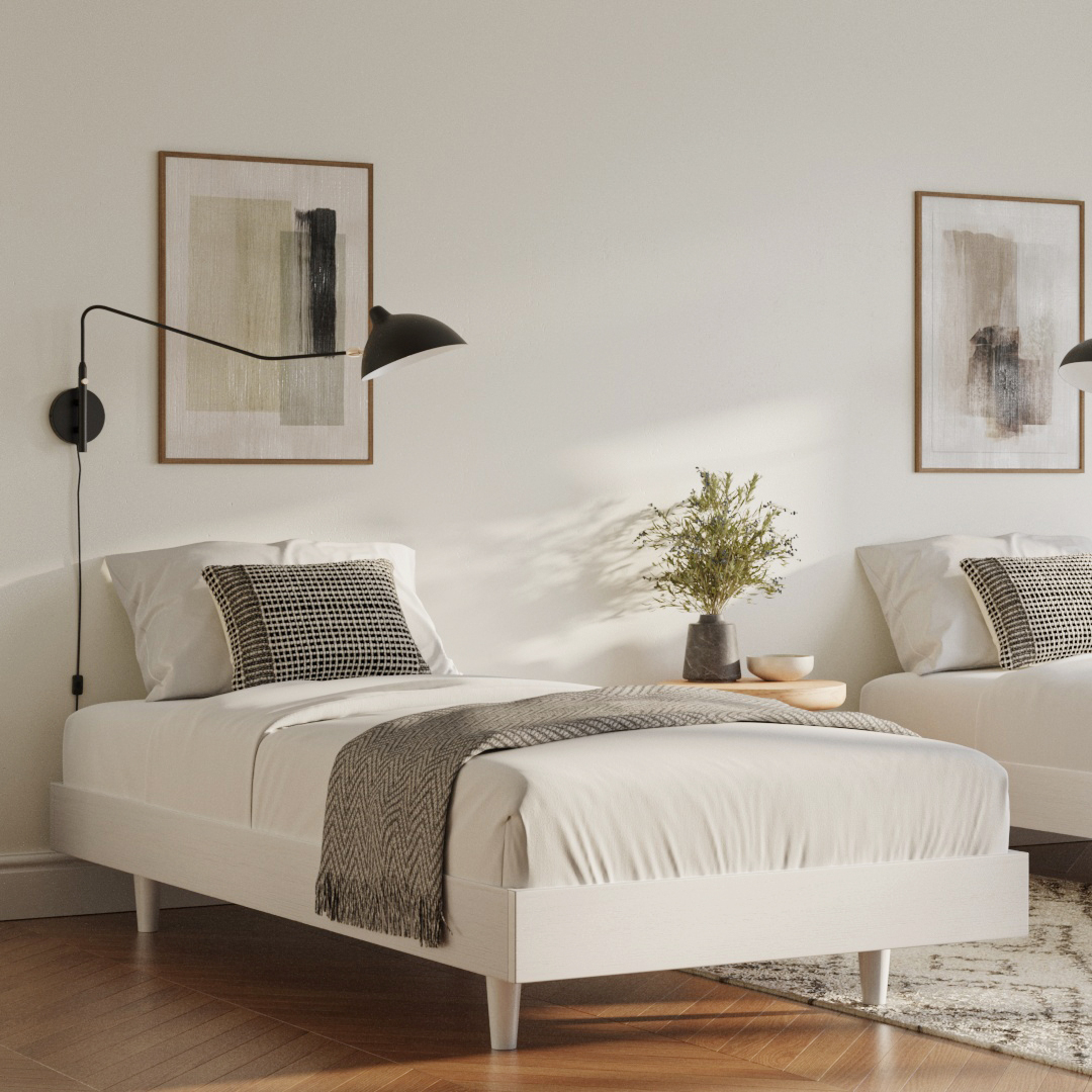 White Ash Wood Twin-Sized Platform Bed Frame | Basi Collection | Article