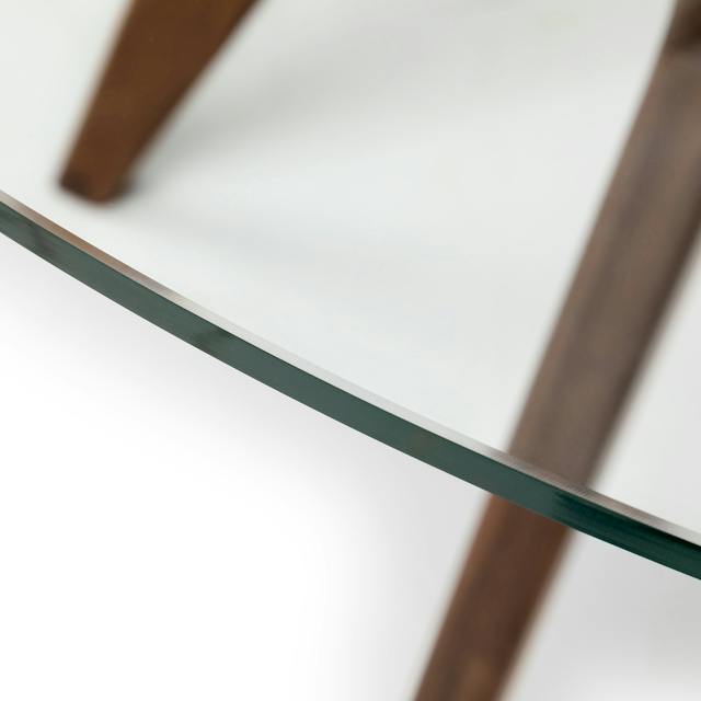 Emmer Solid Walnut Wood & Glass Round Dining Table | Article