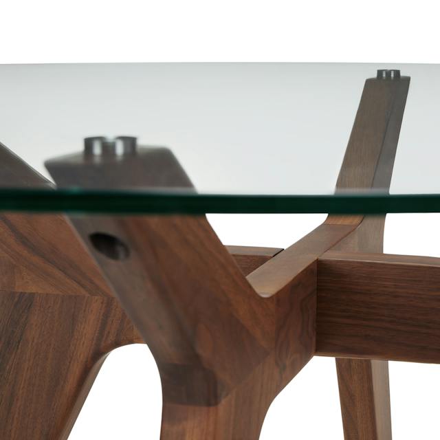 Emmer Solid Walnut Wood & Glass Round Dining Table | Article