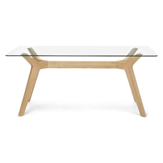 Emmer Solid Oak Wood & Glass Rectangular Dining Table for 6 | Article