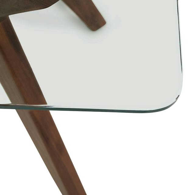 Emmer Solid Walnut Wood & Glass Rectangular Dining Table for 6 | Article
