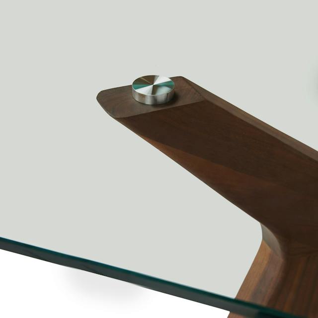 Emmer Solid Walnut Wood & Glass Rectangular Dining Table for 6 | Article