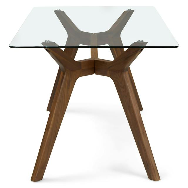 Emmer Solid Walnut Wood & Glass Rectangular Dining Table for 6 | Article