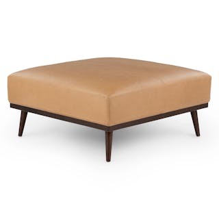 Rhett 38.5" Leather Ottoman - Charme Tan