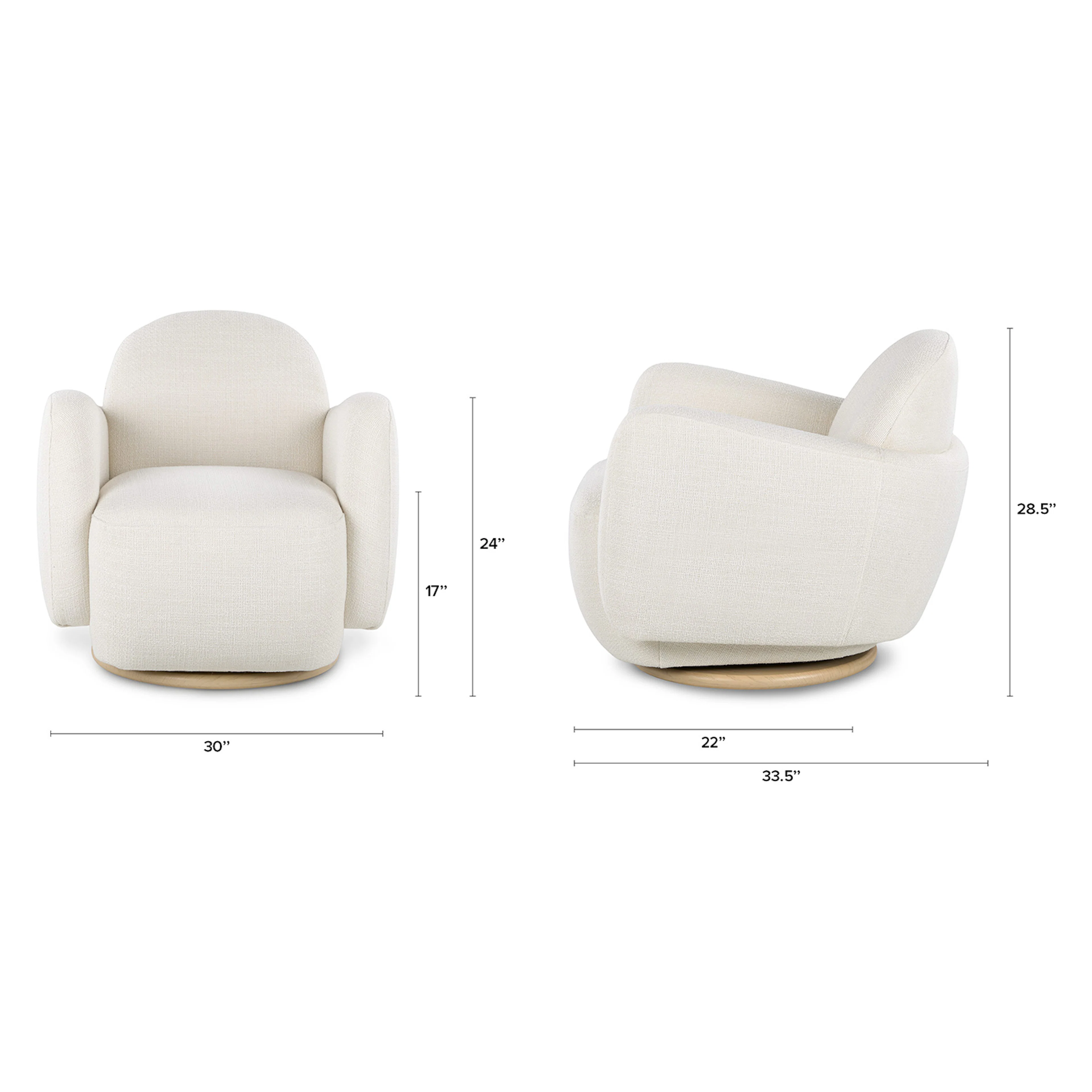 Della 30" Swivel Lounge Chair - Beam White
