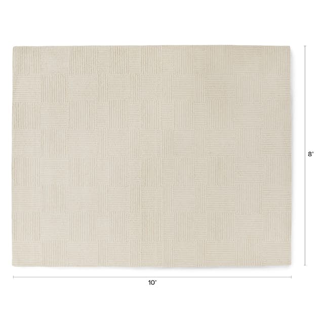 Clyde Ivory Textured Wool Rug, 8' x 10', Grid Pattern | Article