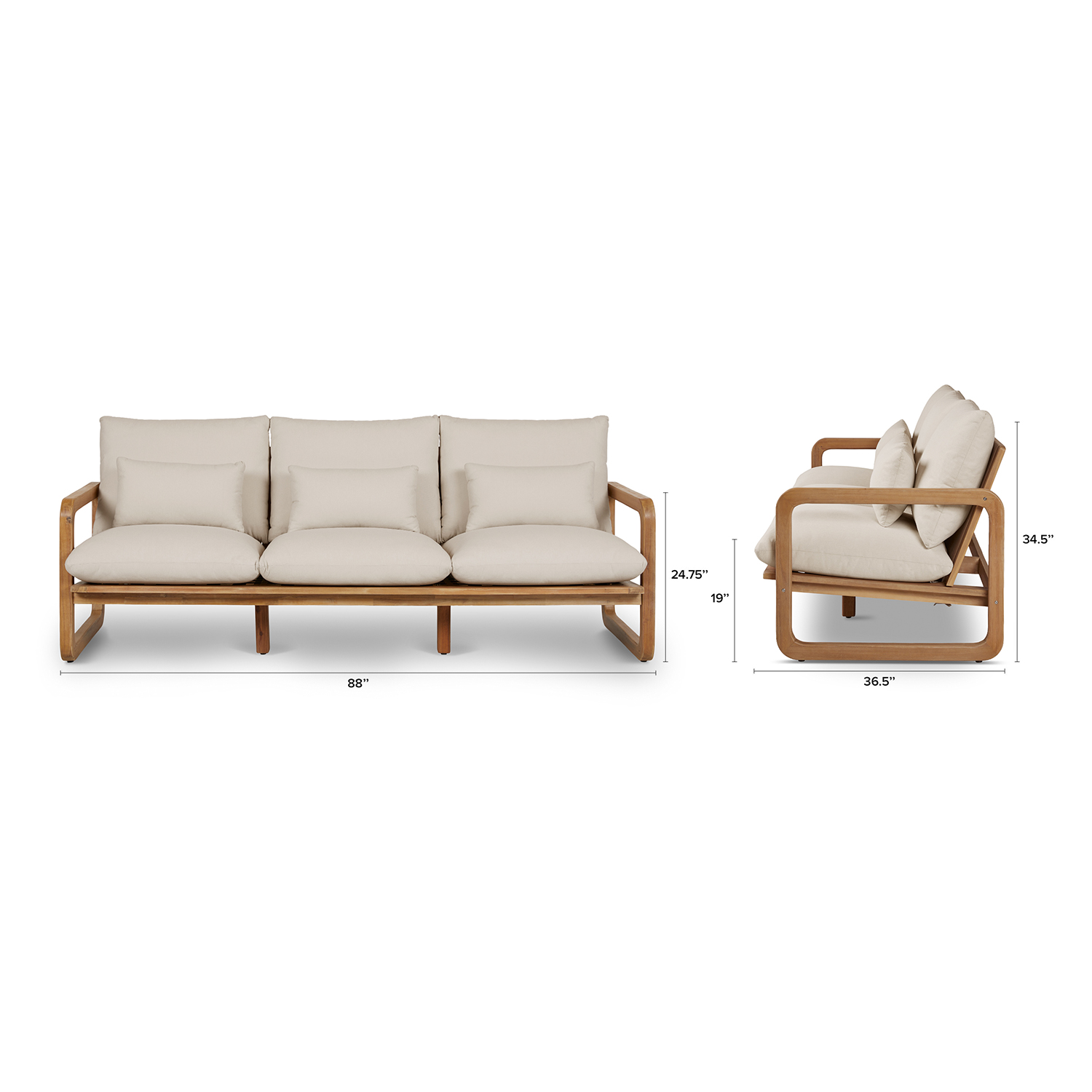 アライヴン　ライヴァージュ5点セット Laholm Dravite Ivory Fabric & Acacia Wood Outdoor Sofa | Article
