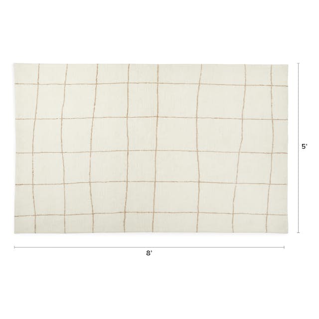 Ouma 5x8 Washable Wool Rug - Wavy Taupe Design