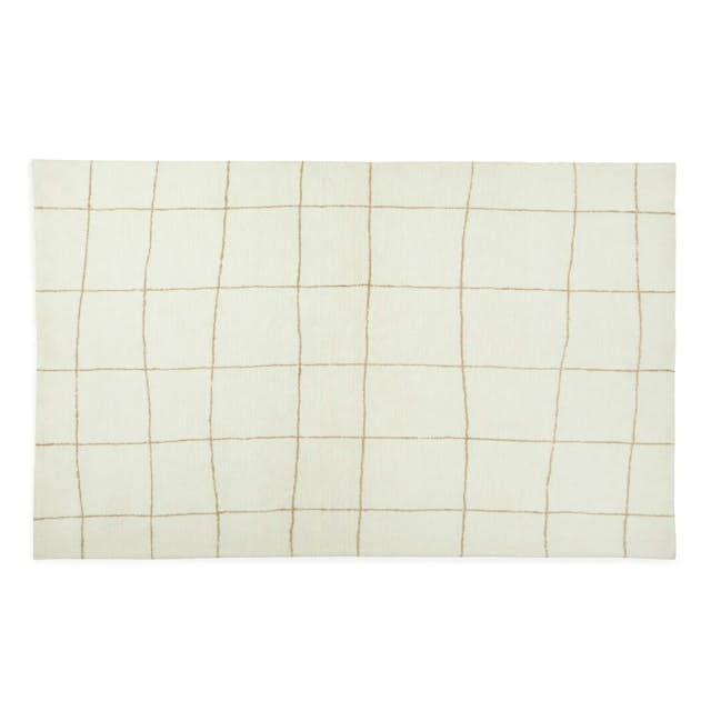 Ouma 5x8 Washable Wool Rug - Wavy Taupe Design