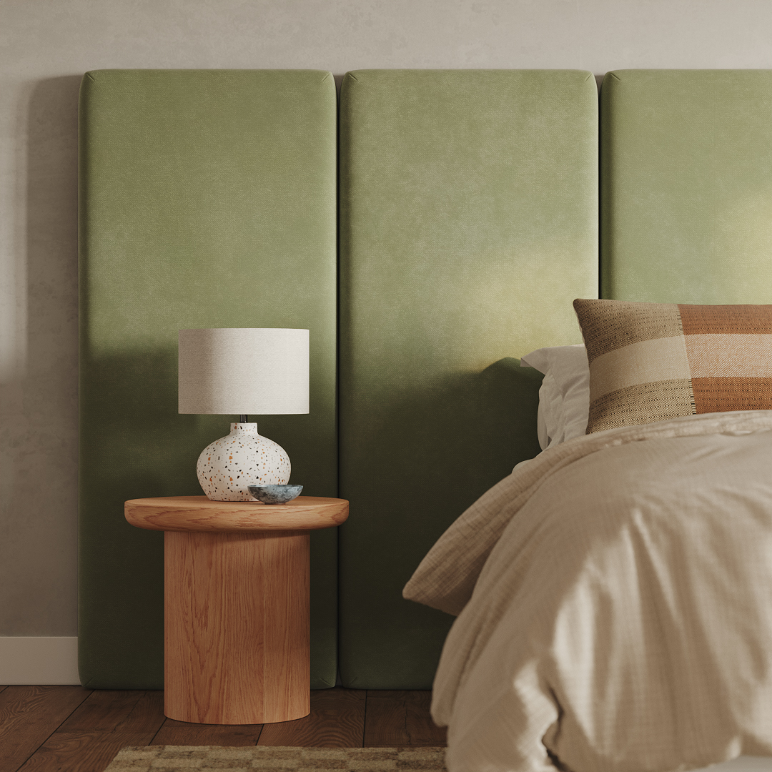 Noel Plush Pacific Sage Queen Wall Mounted 60 Tall Headboard Article