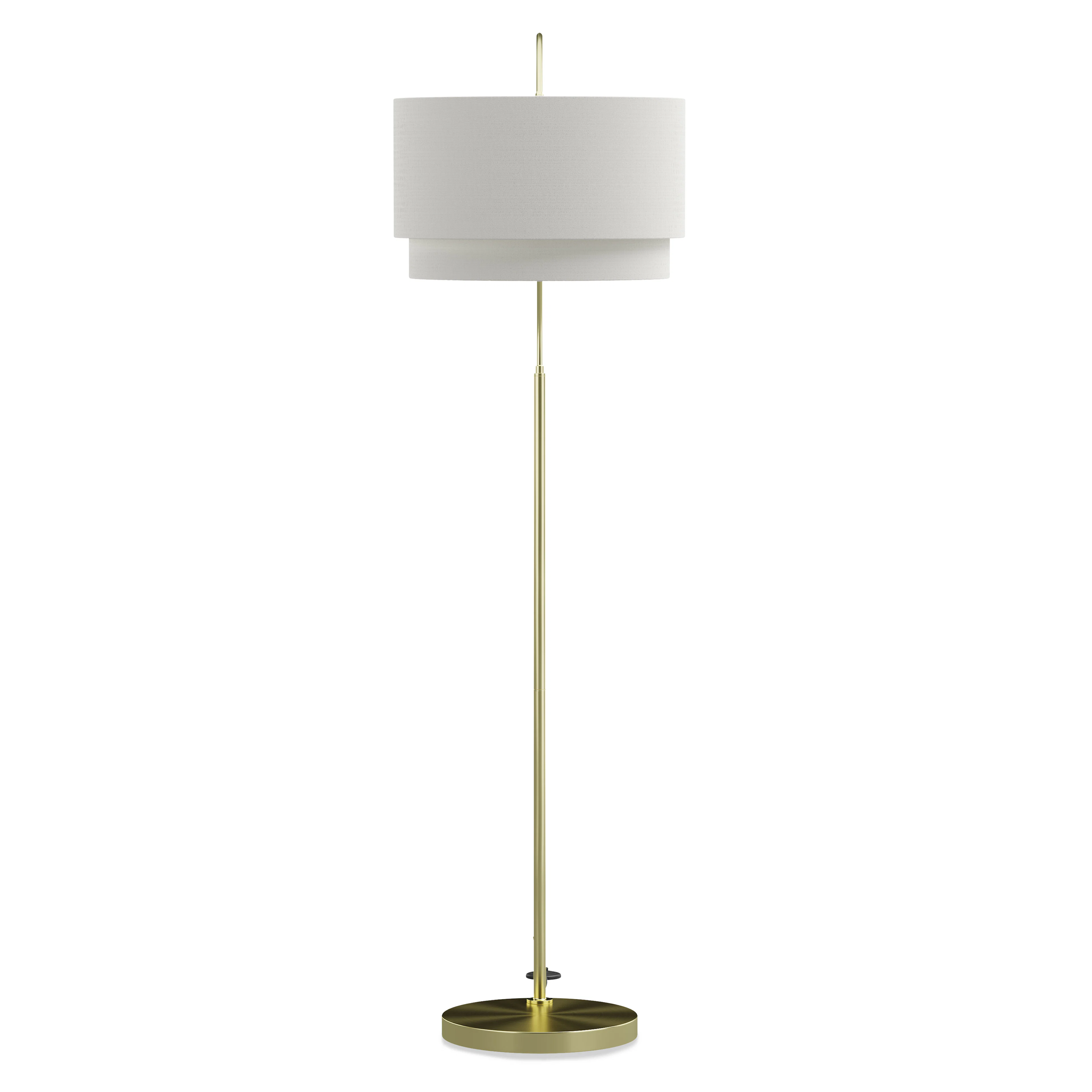 Zebu Tall Linen Floor Lamp - Brass