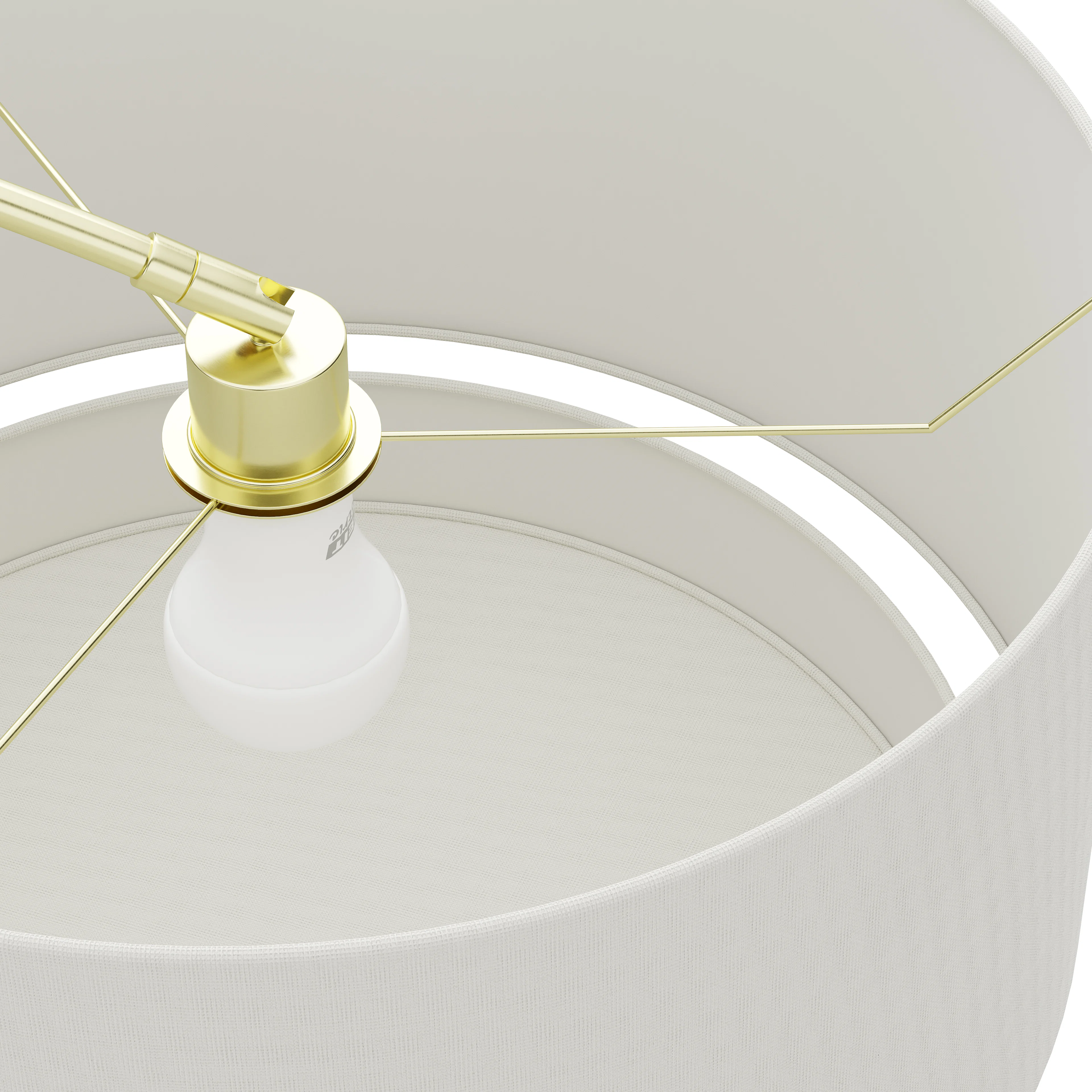 Zebu Tall Linen Floor Lamp - Brass