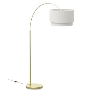 Zebu Large Linen Floor Lamp - Brass