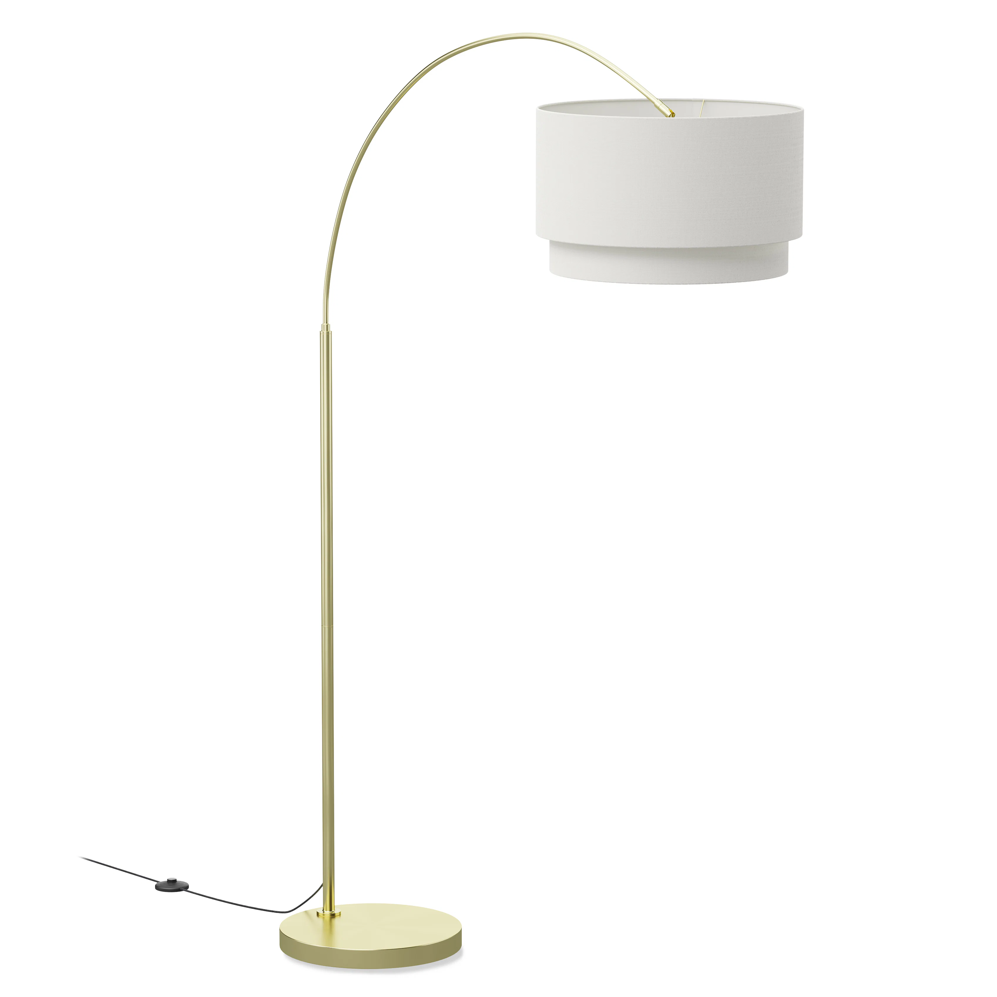 Zebu Tall Linen Floor Lamp - Brass