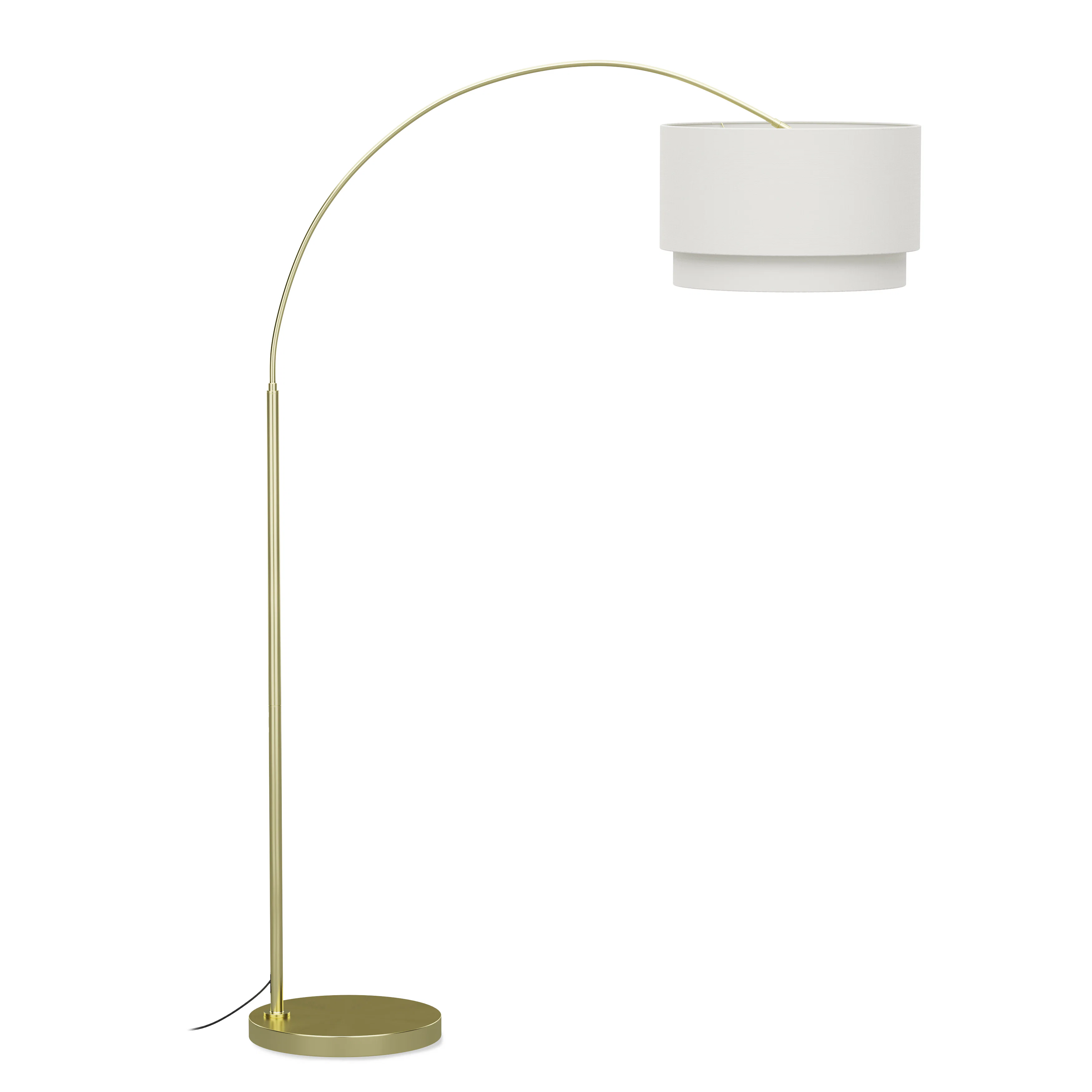 Zebu Tall Linen Floor Lamp - Brass