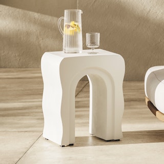 Bixby Outdoor Concrete Side Table - Natural White