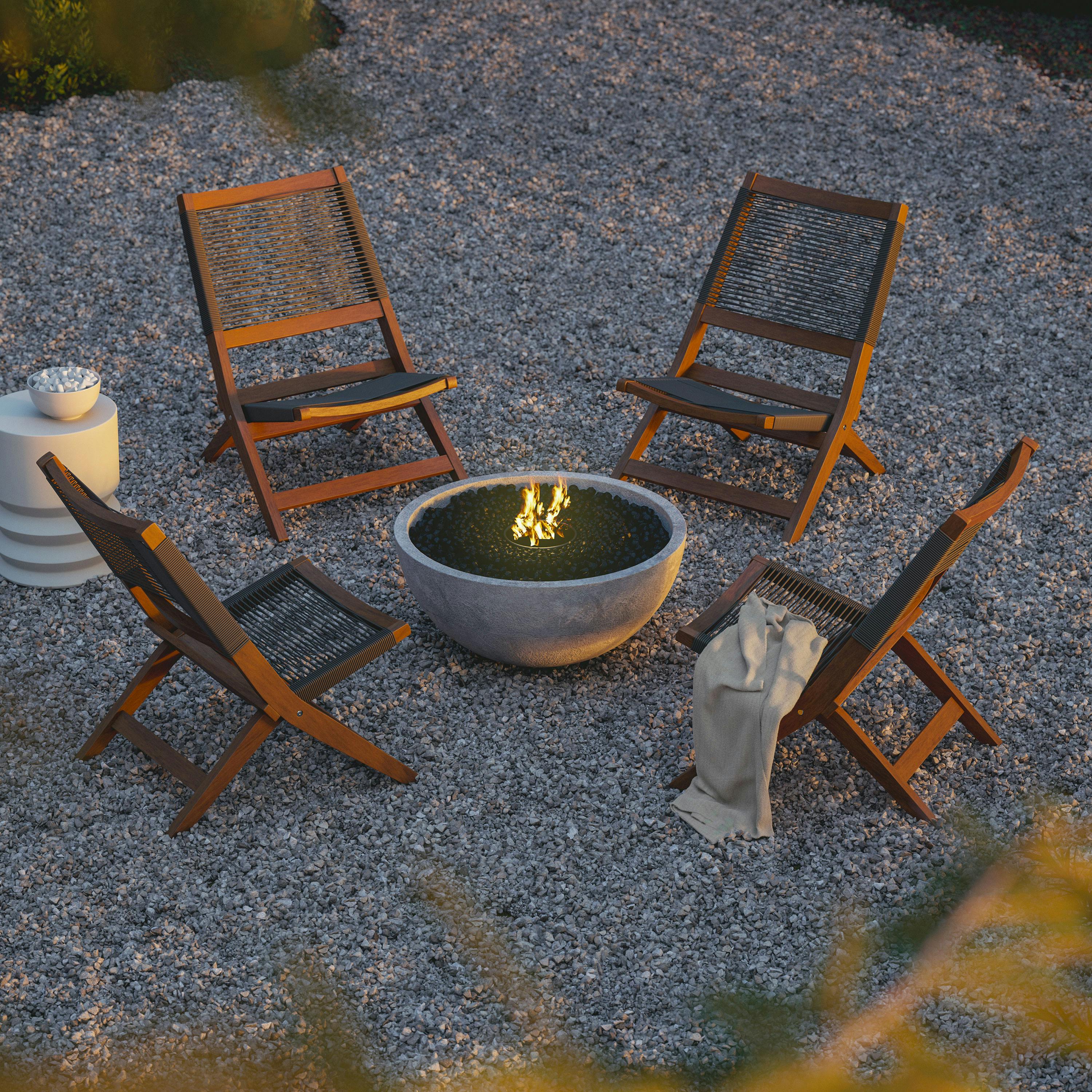 Santo Charcoal Rope & Solid Wood Folding Lounge Chair | Article