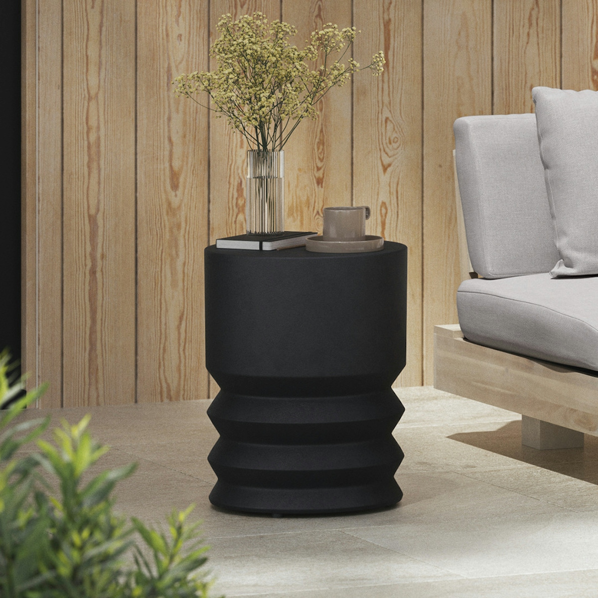 Black Concrete Outdoor Side Table