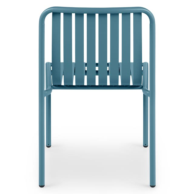 Sarek Peacock Blue Outdoor Stackable Metal Dining Chair | Article