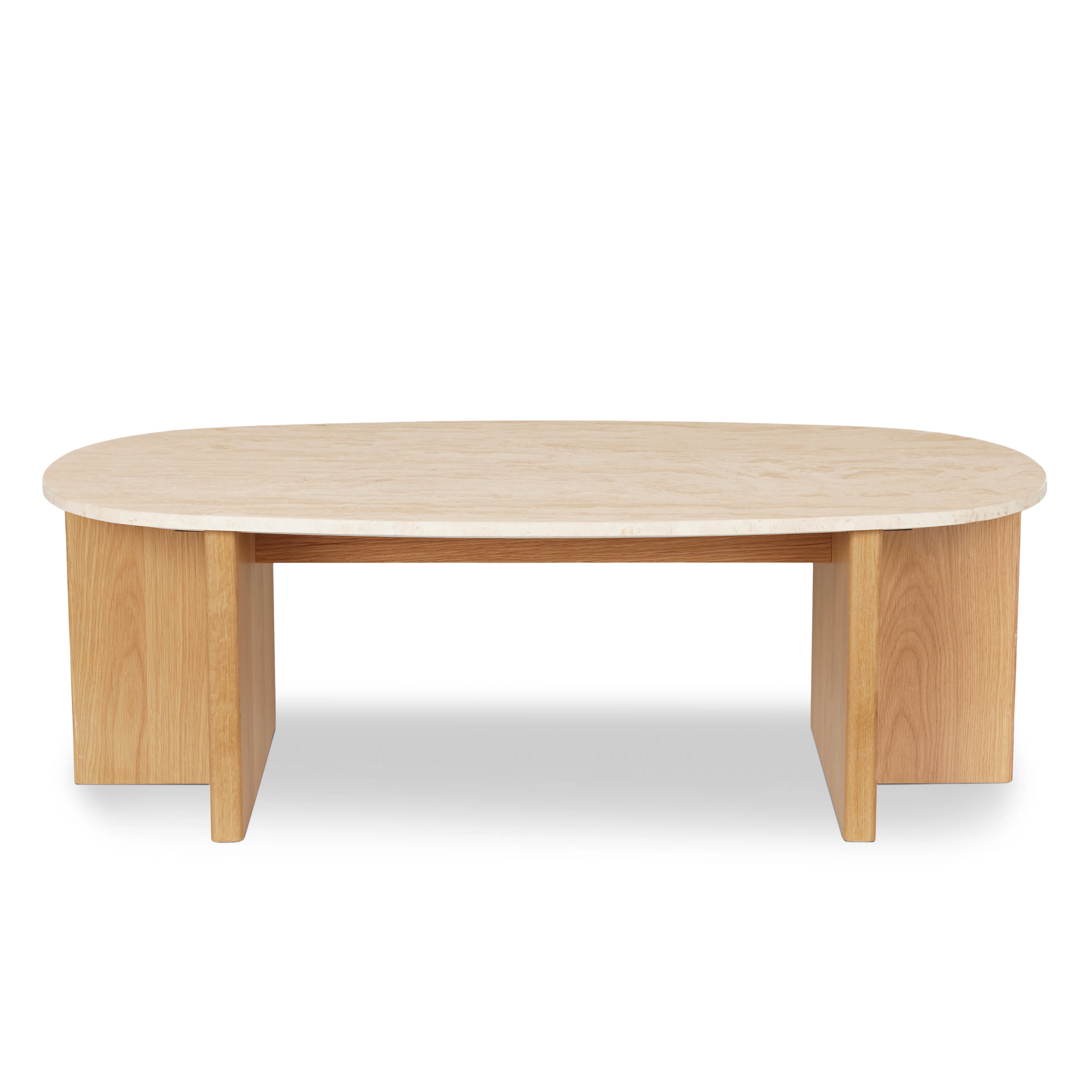 Sporo 47.25" Travertine Coffee Table - Natural Oak