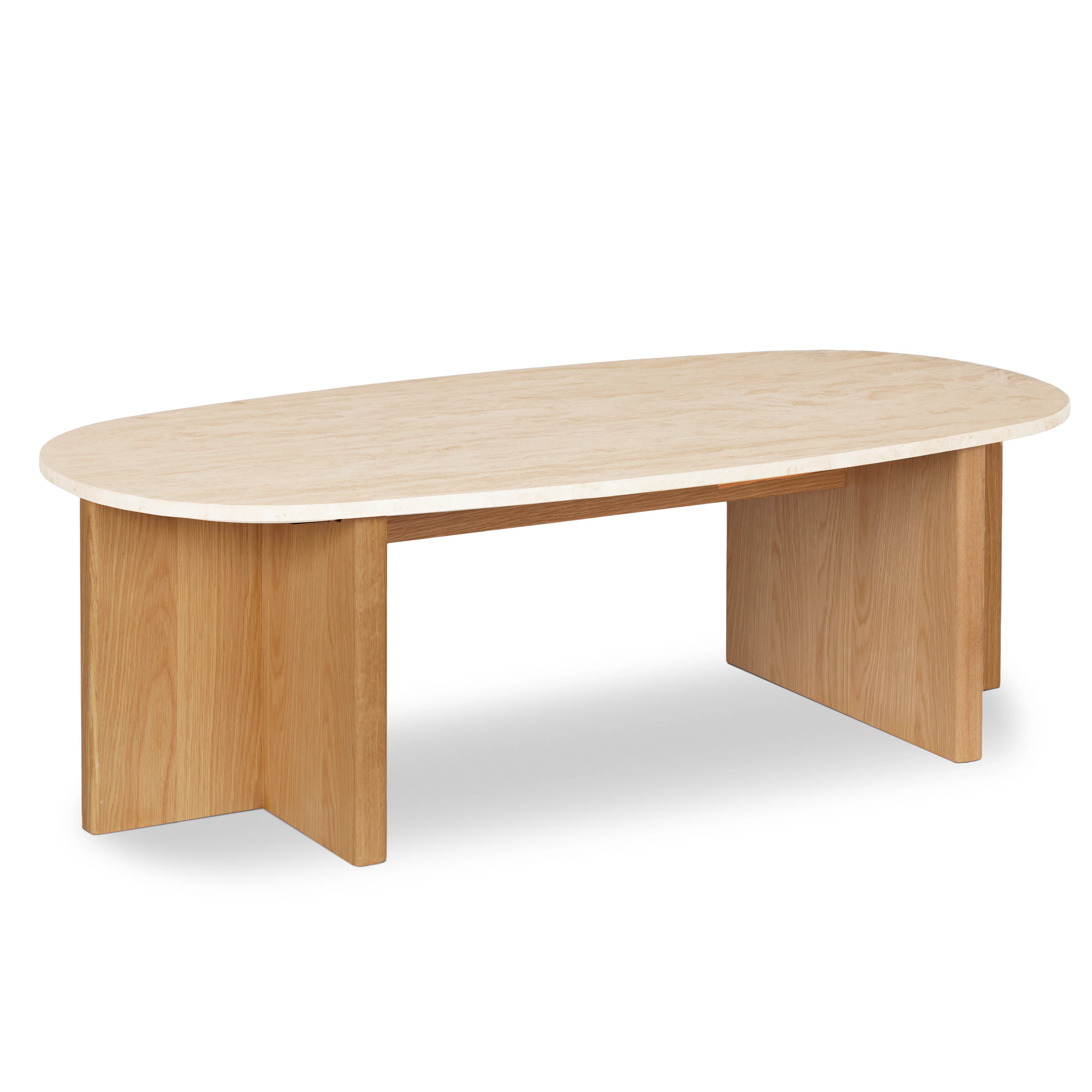 Sporo 47.25" Travertine Coffee Table - Natural Oak