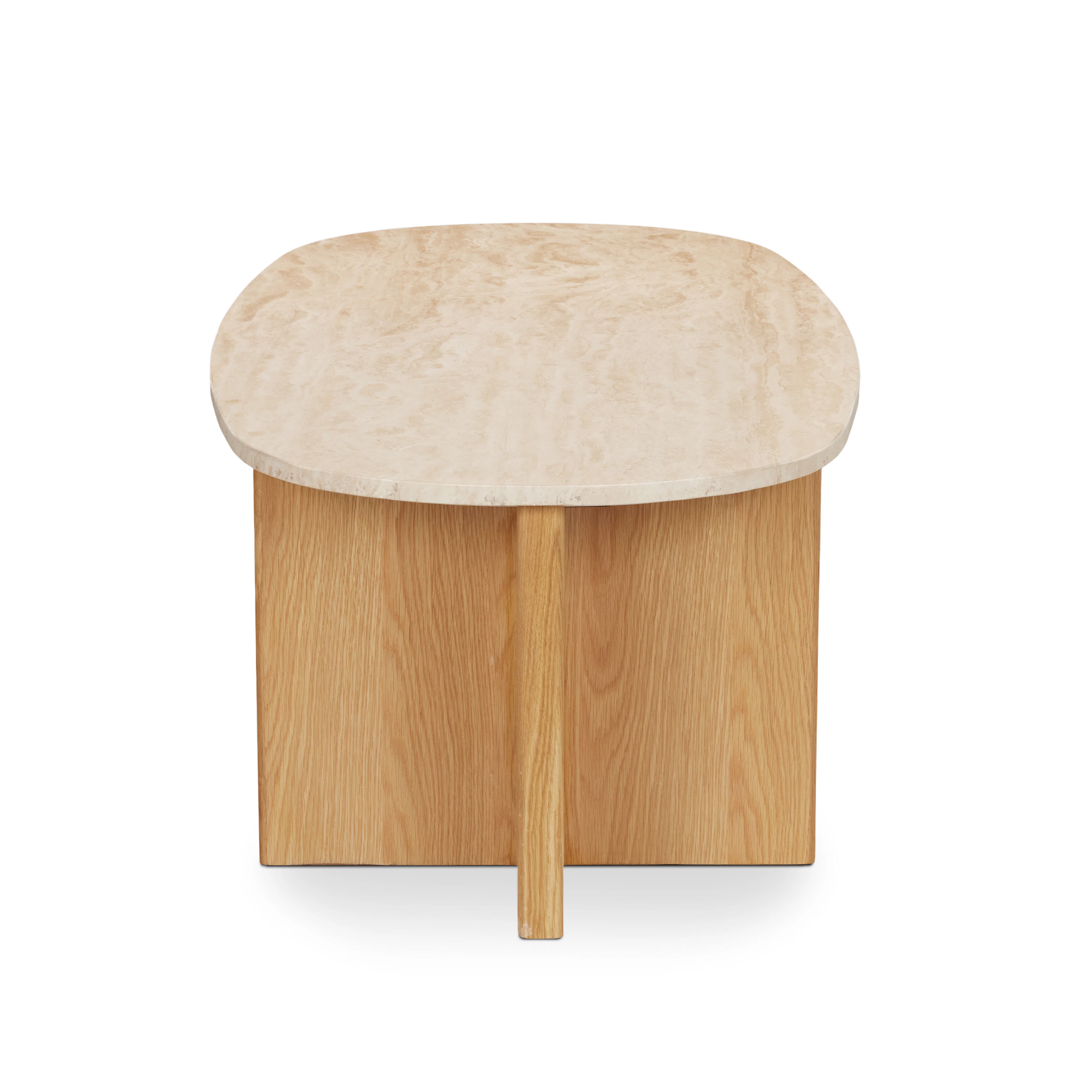 Sporo 47.25" Travertine Coffee Table - Natural Oak