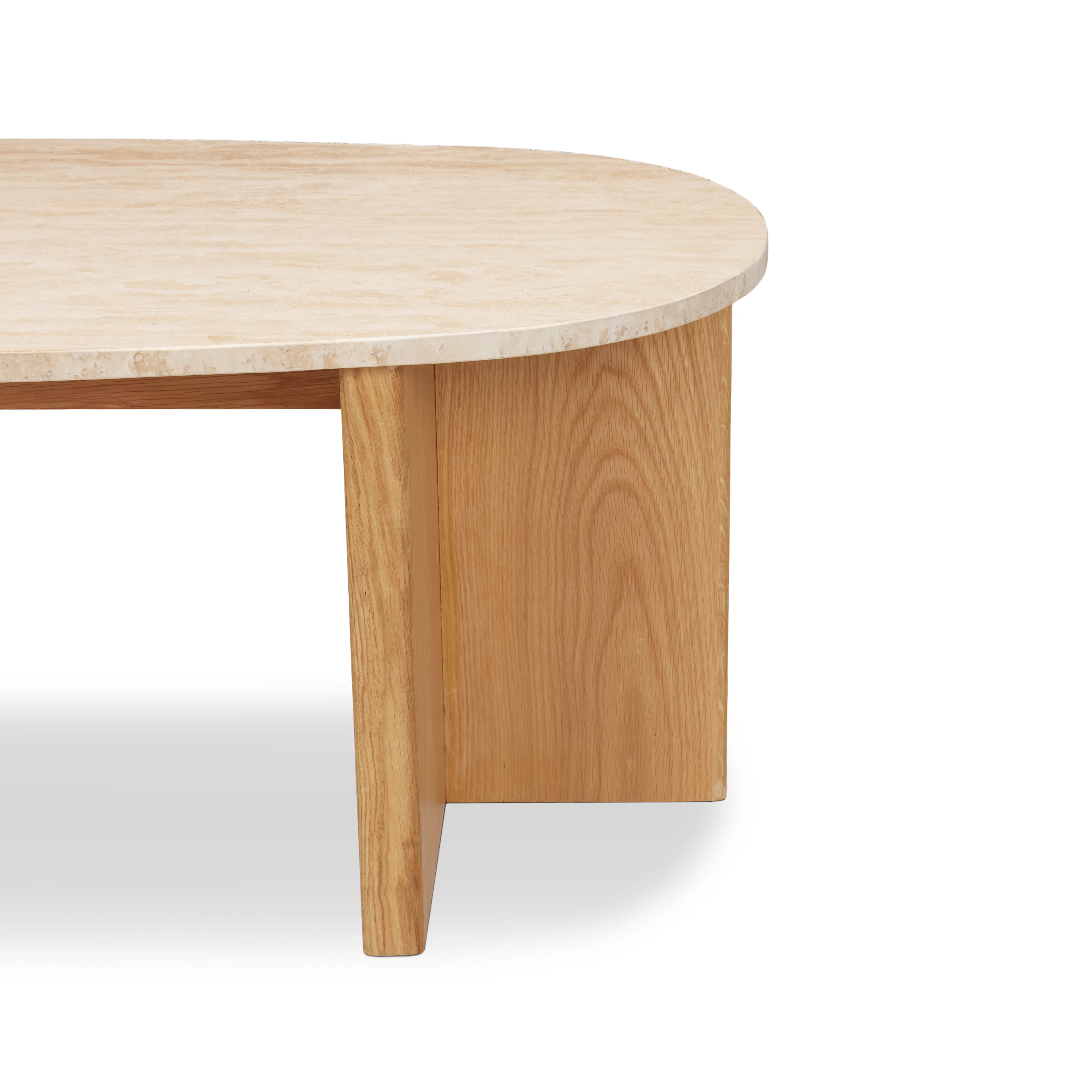 Sporo 47.25" Travertine Coffee Table - Natural Oak
