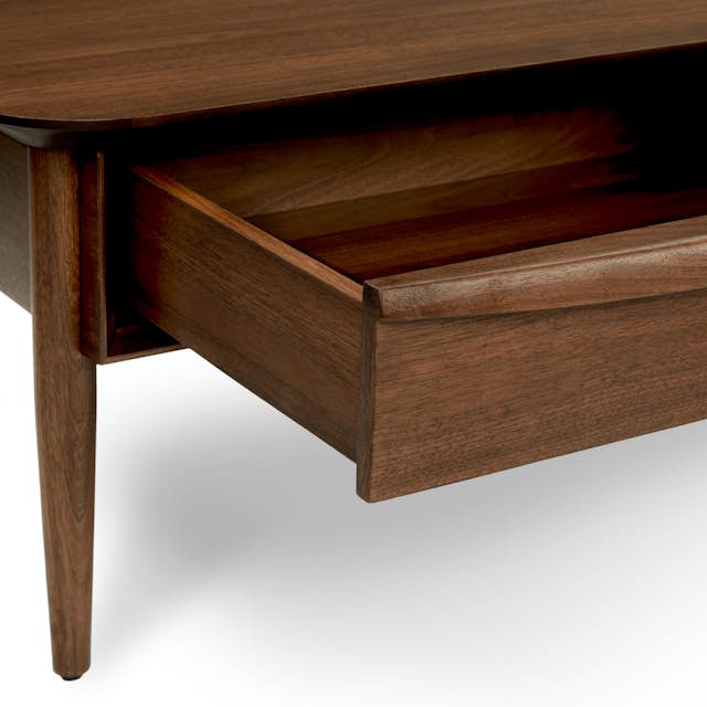 Lenia Walnut Solid Wood Storage Coffee Table with Drawers | Article