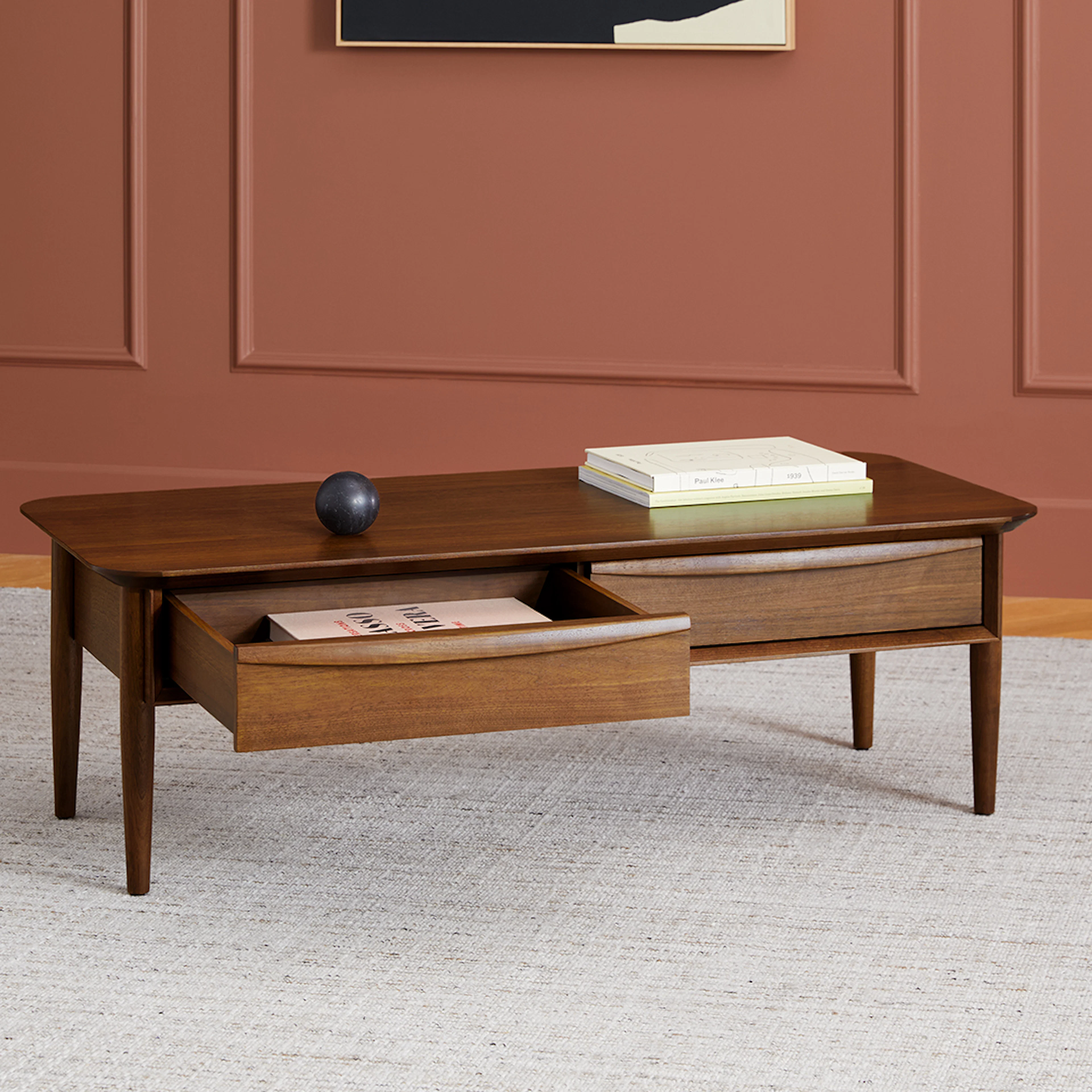 Lenia 46" Storage Coffee Table - Walnut