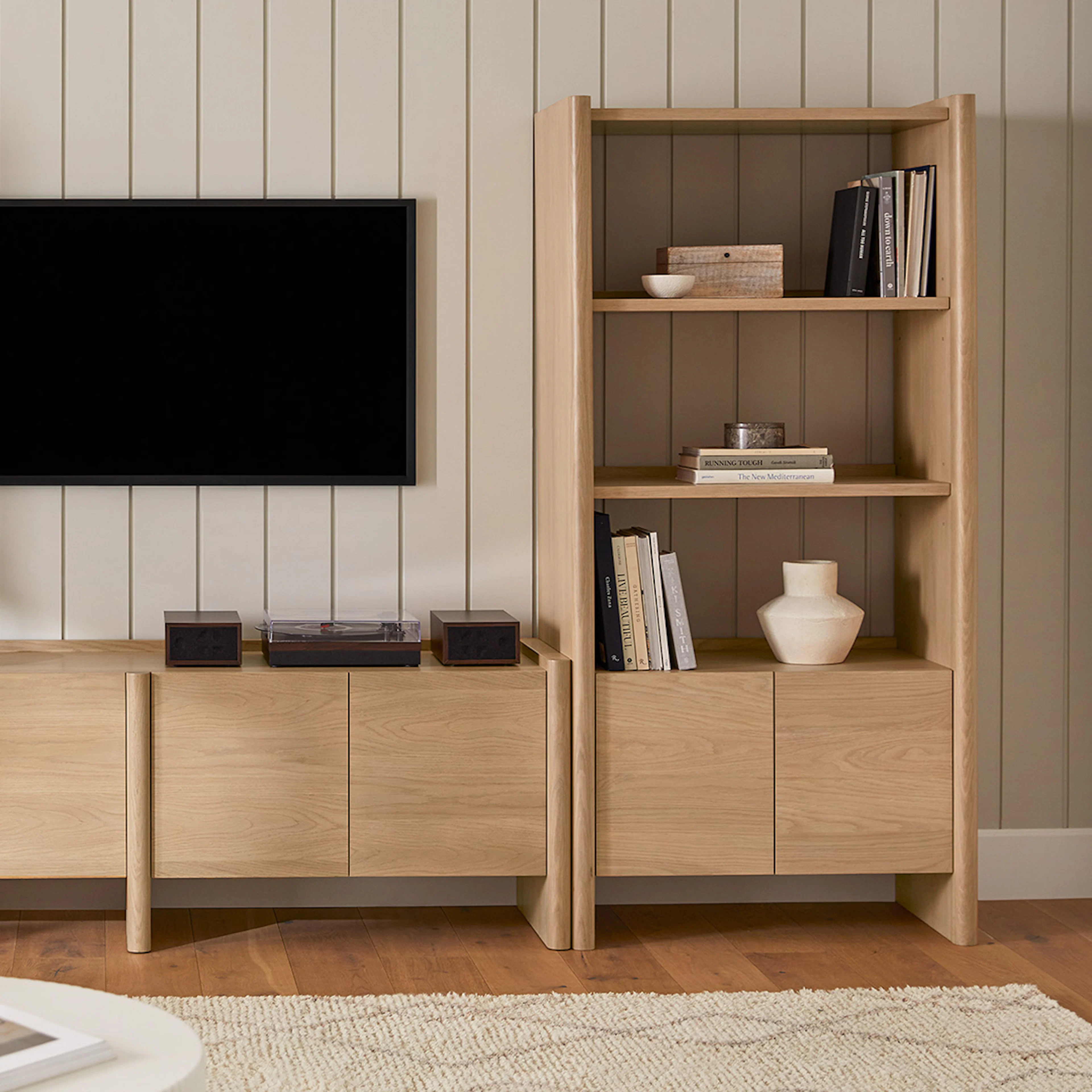 Torme 34" Bookcase with Storage, Tall - White Oak
