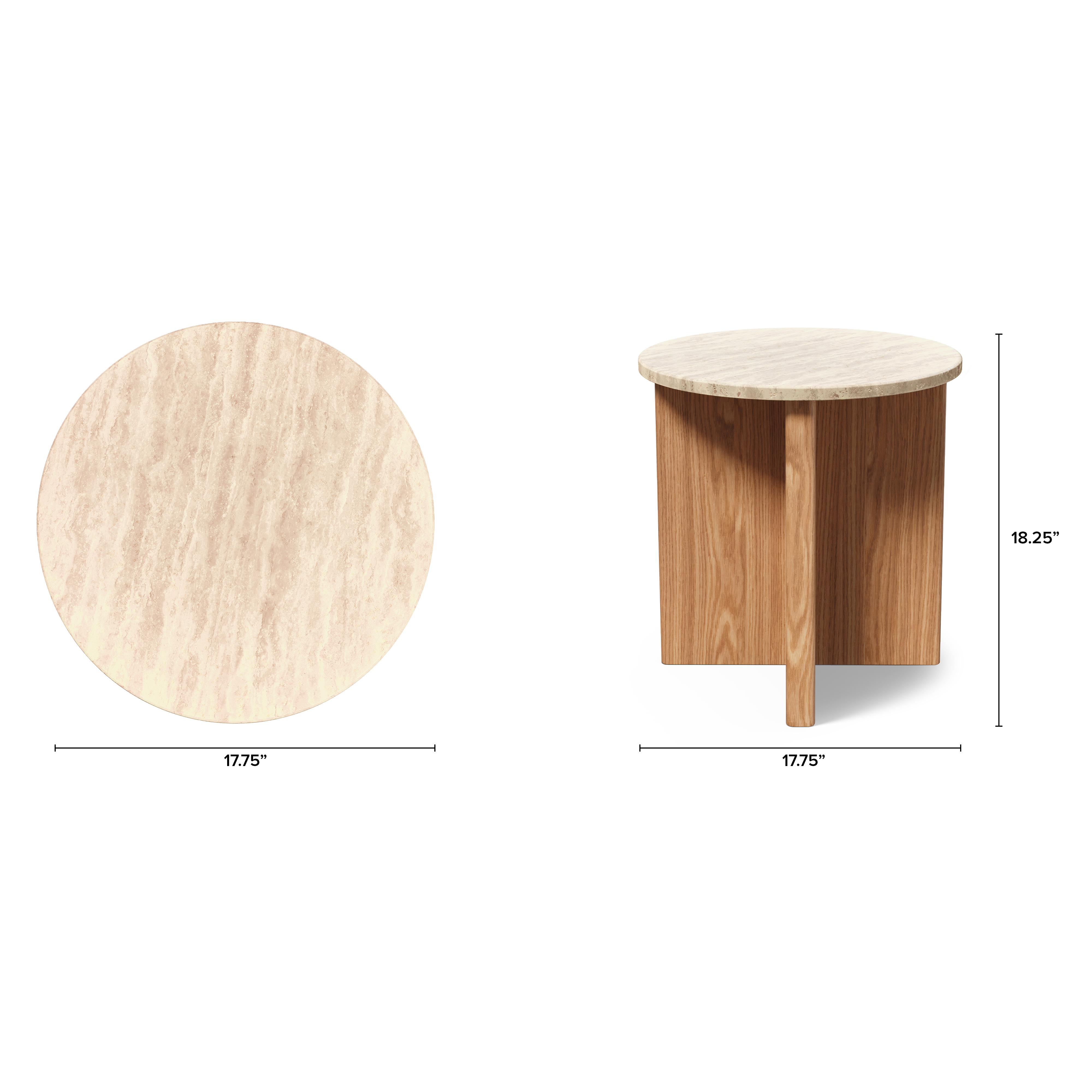 Sporo Travertine Stone & Oak Round Side Table | Article