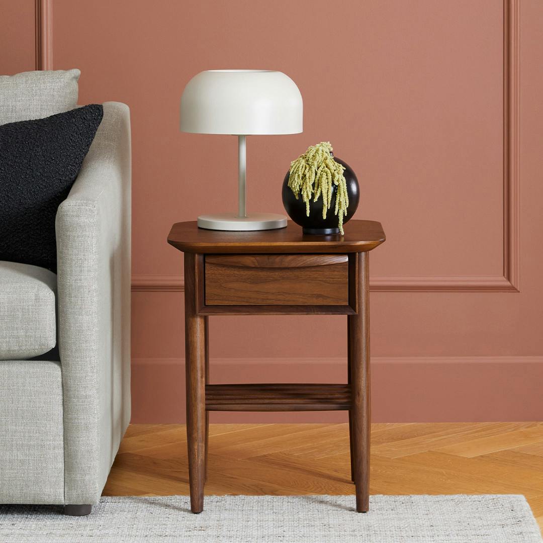 Lenia Walnut Wood Storage Side Table | Article