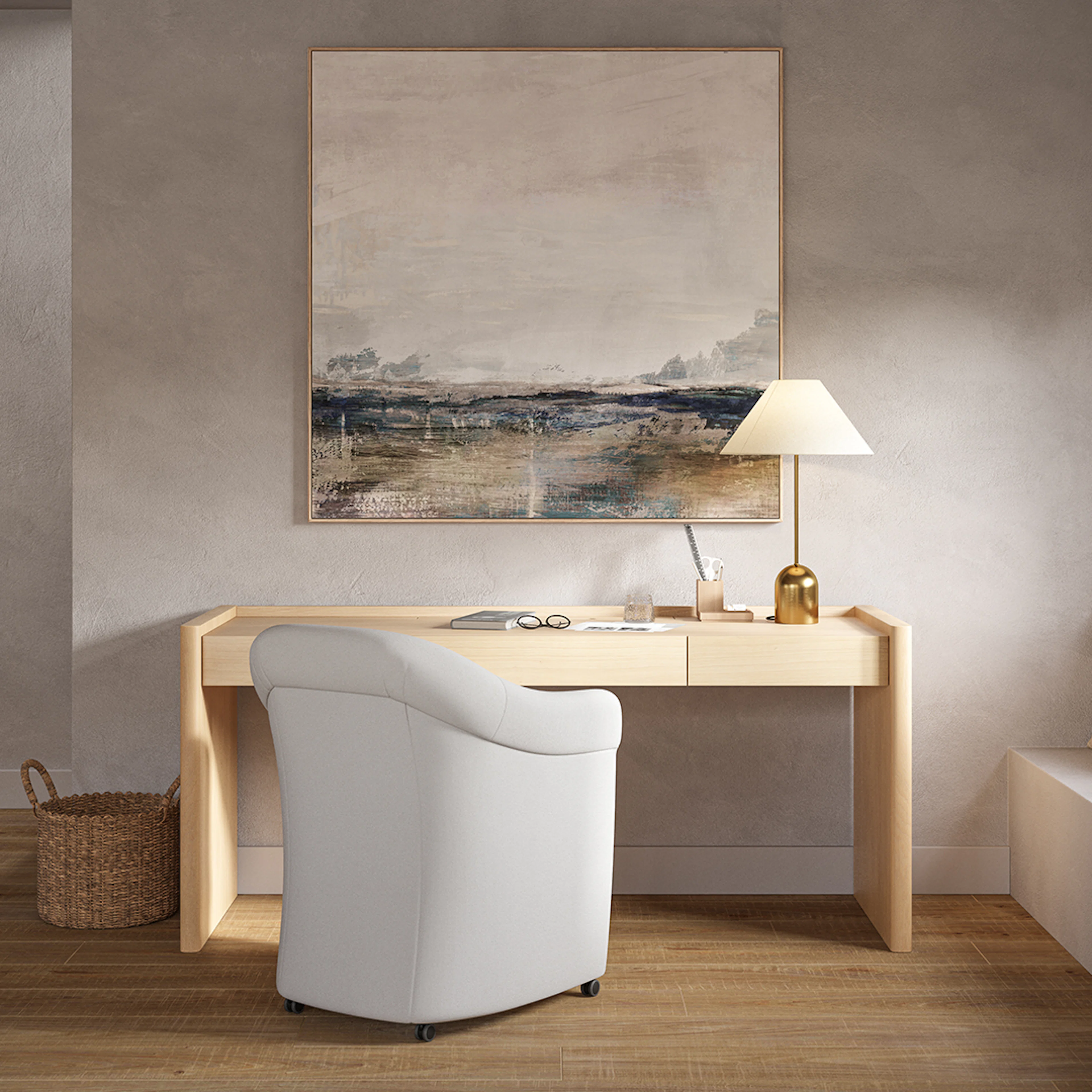 Torme 70" White Oak Desk - Modern Office Furniture