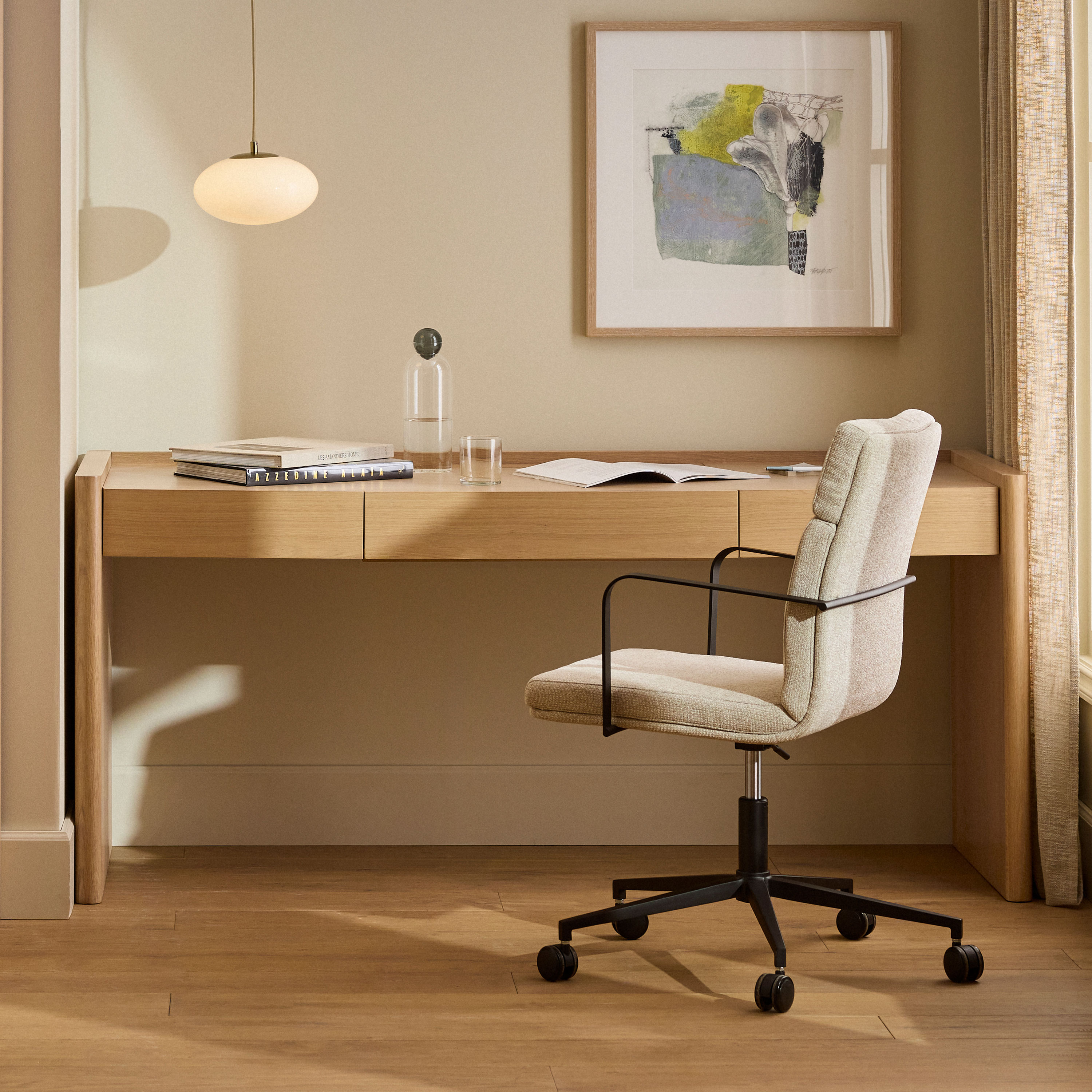 Torme White Oak Scandinavian Storage Computer Desk | Article