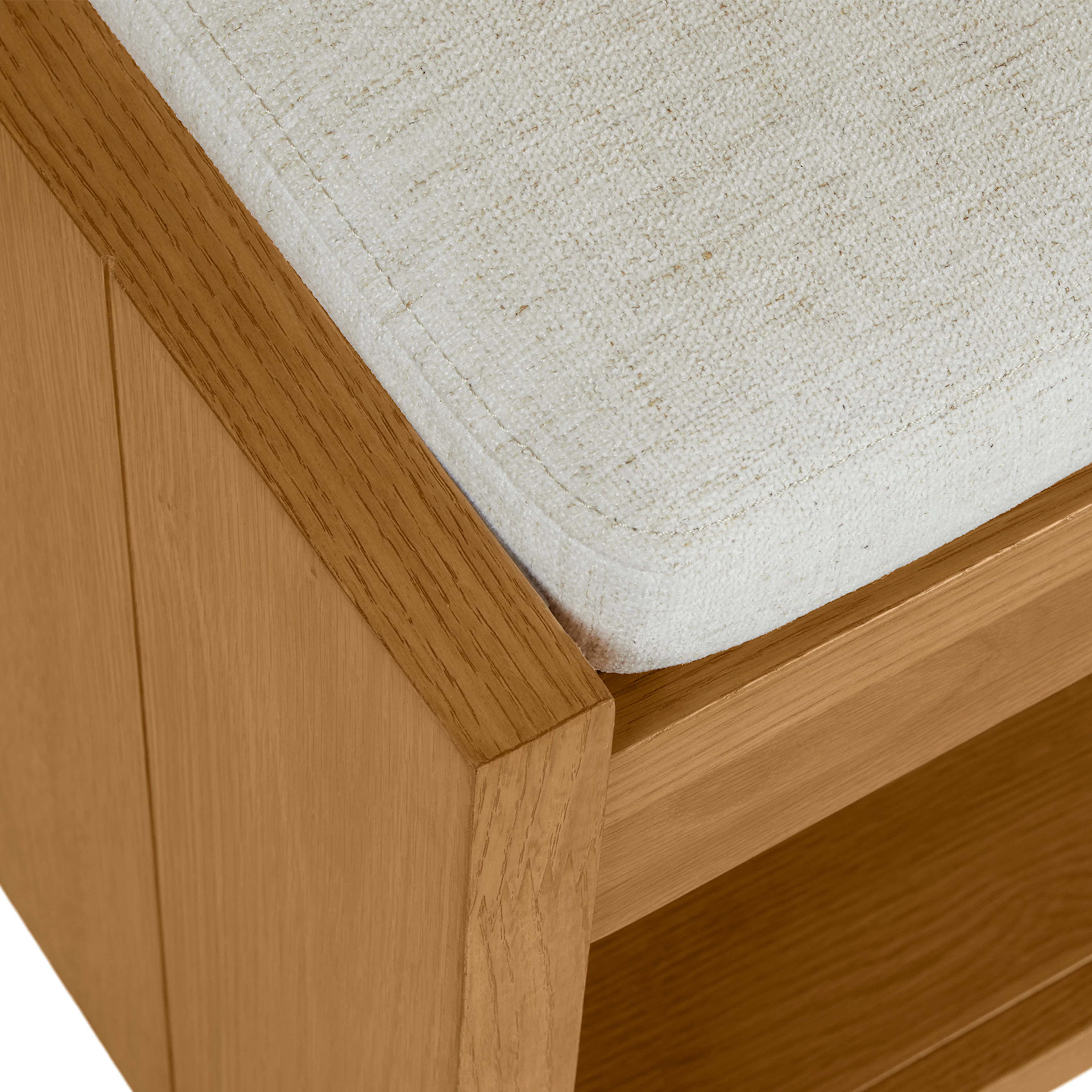 Cassie 56" Oak & Ivory Chenille Bench | Stylish Seating