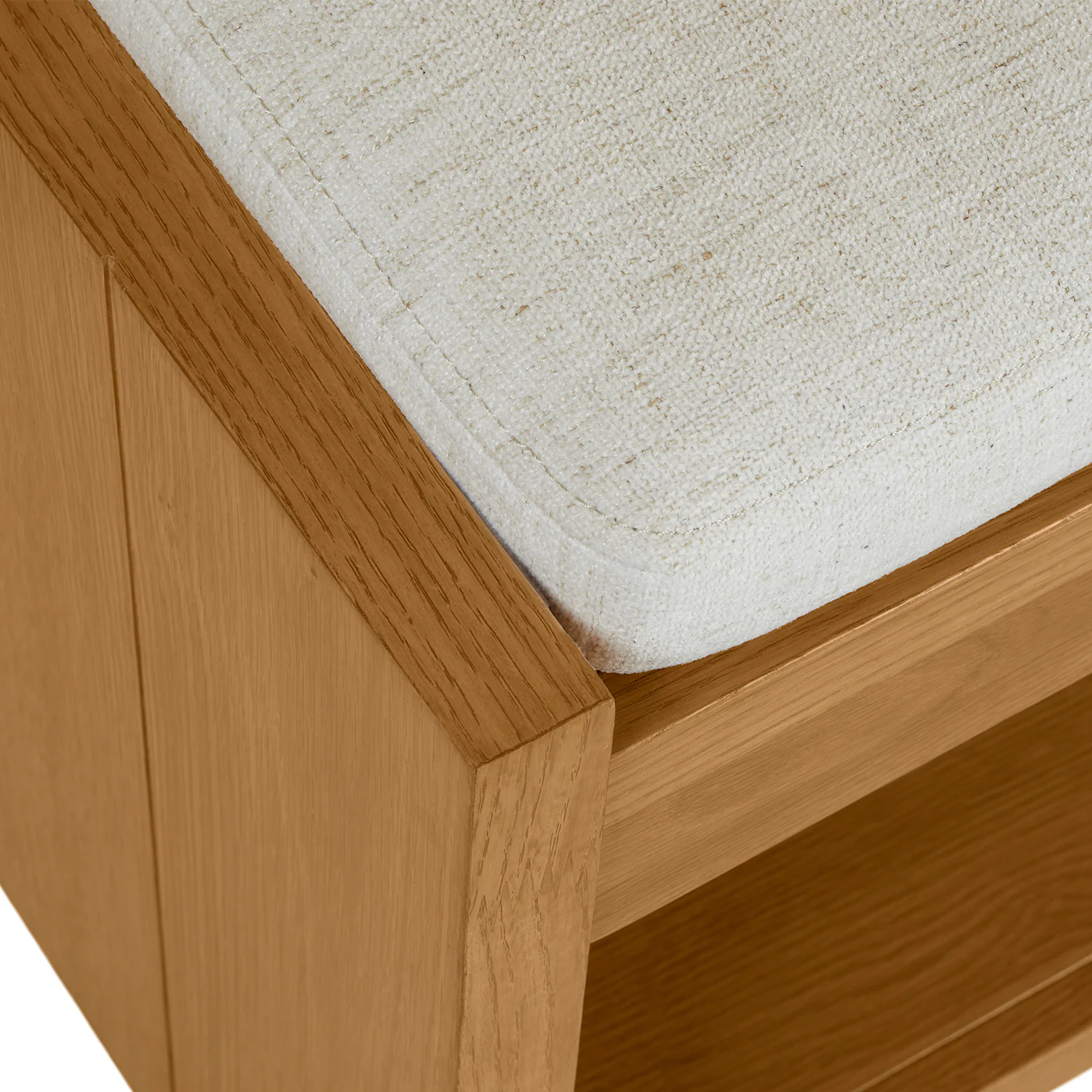 Cassie 56" Oak & Ivory Chenille Bench | Stylish Seating