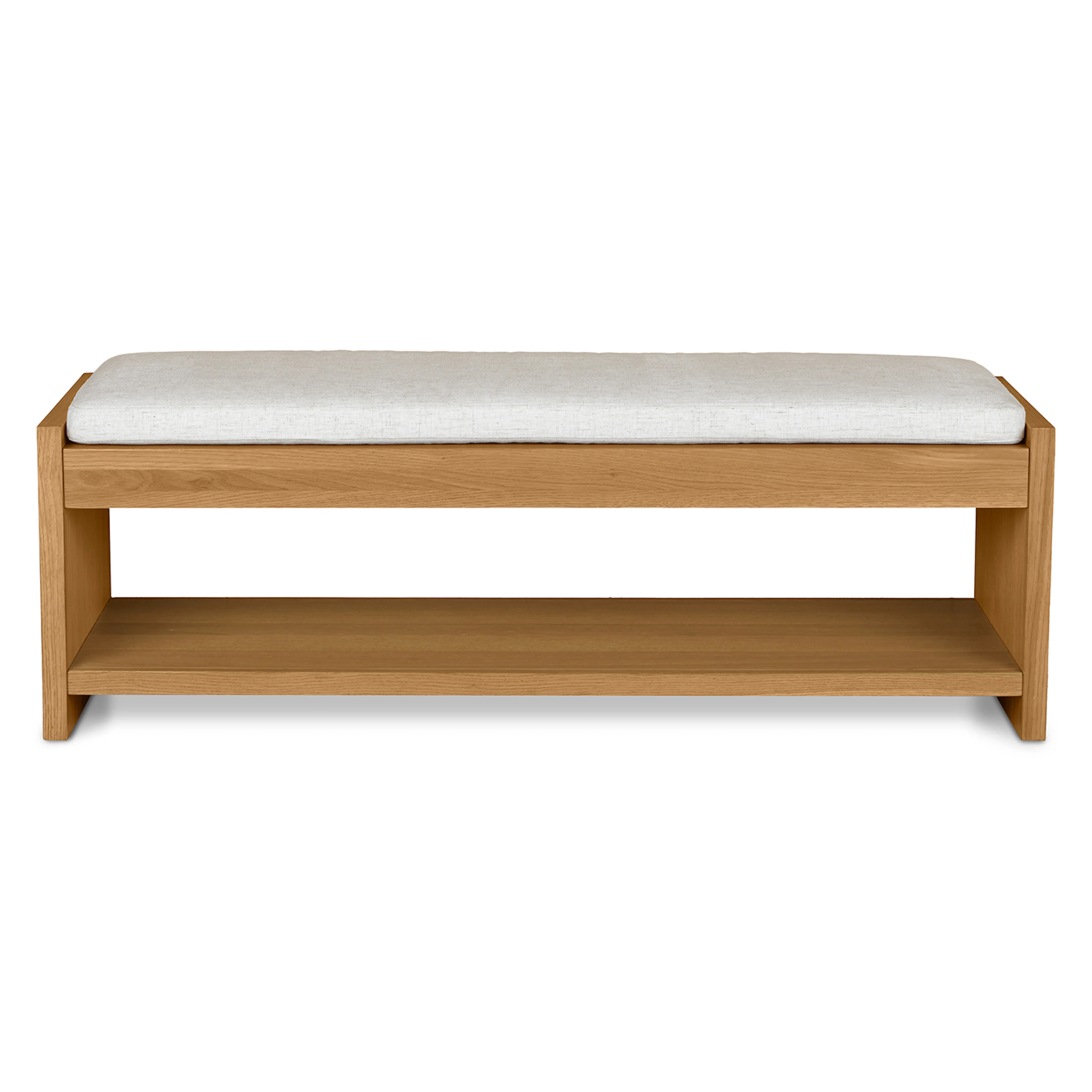 Cassie 56" Oak & Ivory Chenille Bench | Stylish Seating