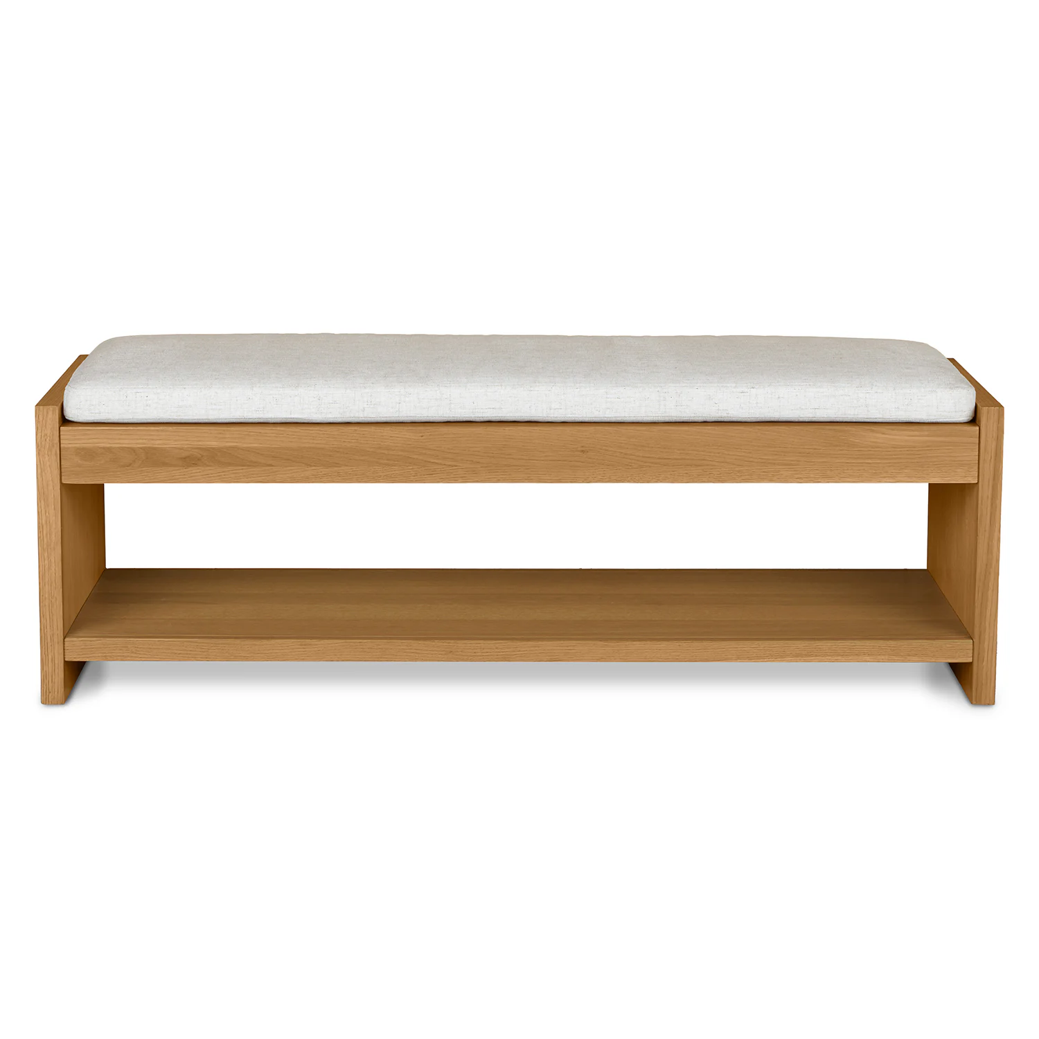 Cassie 56" Oak & Ivory Chenille Bench | Stylish Seating