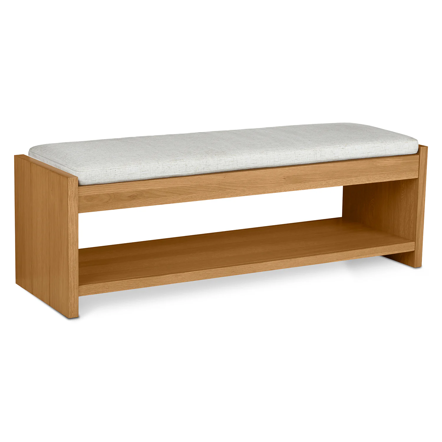 Cassie 56" Oak & Ivory Chenille Bench | Stylish Seating