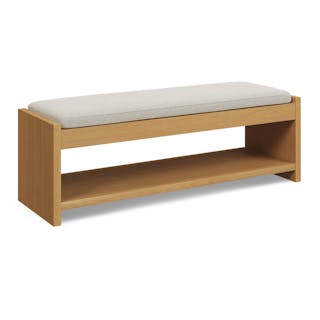 Cassie 56" Bench - Natural Oak and Ivory Chenille